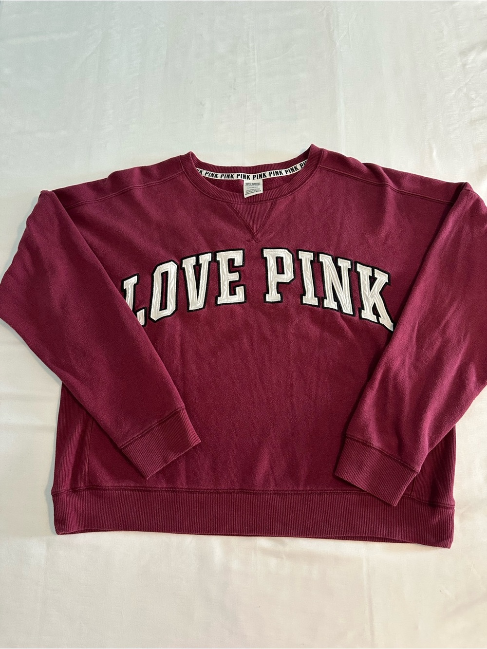 PINK Victoria's Secret Maroon 'LOVE PINK' Crewneck Sweatshirt